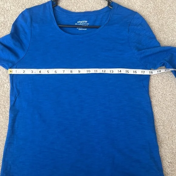 Chico's Ultimate Tee Blue Long Sleeve Top with Roll Tab Sleeves Size‎ 0 Small - Picture 5 of 6